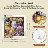 FHBUBPUP Cat Diamond Art Painting Kits for Adults, 5D Special Shape Diamond Art for Beginners, Flower Rhinestones Gem Art Craft Home Wall Decor Gift 12×12inch FHBUBPUP