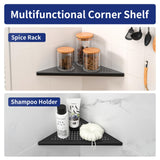 Bernkot Corner Shower Shelves, 10" Matte Black 304 Stainless Steel Recessed Shelf for Bathroom, Grout in Shelf for Tiled Wall 2 Pack Bernkot