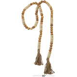 Deco 79 Mango Wood Handmade Garland with Tassel Round Long Carved Beaded , 80" x 1" x 1", Brown Deco 79