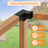 Ejoyous Pergola Bracket Kit, 3 Way 15 Degree Pergola Mounting Bracket Kit for 4x4in Lumber Wood Posts, Metal Gazebo Post Base Support Bracket for Pergolas Gardens Patio Ejoyous