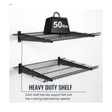 Aking Ace 2 Pack Garage Wall Mounted Shelf, 23.6" x 11.4" Heavy Duty Wall Storage Shelves for Garage, Workshop, Laundry Room and Kitchen, Max Load 50 lbs (Black,2 Pack) Aking Ace