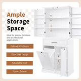 LUMISOL 72'' Tall Tilt Out Laundry Hamper, Bathroom Storage Cabinet with Hidden Laundry Hamper Basket, Drawer & 3 Doors, Freestanding Bathroom Cabinet with Adjustable Shelf, White LUMISOL