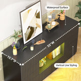 CSZZD 8 Drawer TV Stand for Bedroom, 55" Black Dresser with LED Lights & Open Storage, Modern Long Chest of Drawers for Closet, LED Drawer Organizer Cabinet for Bedroom, Living Room CSZZD