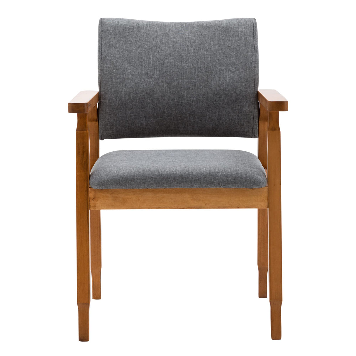 thksbought Set of 4 Mid Century Modern Walnut Dining Chairs Wood Arm Grey Fabric Kitchen Cafe Living Room Decor Furniture thksbought