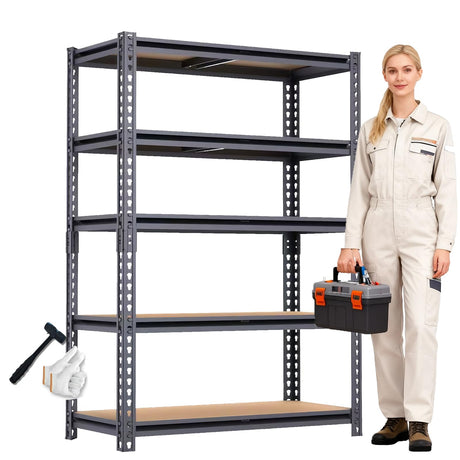 ZEUKMXOO Garage Shelving, 2400 LBS Metal Storage Shelves, 12" x 28'' x 60'' Heavy Duty Shelf, Adjustable Shelving Rack, Standing Shelf Units, Shelves for Garage Storage ZEUKMXOO