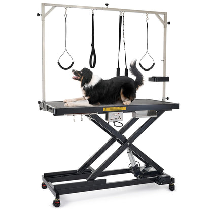 CO-Z Electric Dog Grooming Table, 50" Heavy Duty Pet Grooming Table with Height Adjustable Leveling Wheels 4 Nooses Tool Organizer, Large Dog Grooming Station for Pets Bathing Drying, 240lb Cap, Black