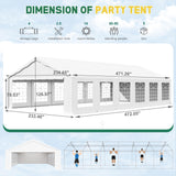 Greesum 20X40 Outdoor Canopy Tent Patio Camping Heavy Duty Gazebo Shelter Party Wedding BBQ Events with Side Removable Walls, Waterproof Shelter, White Greesum