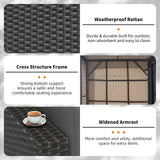 Oakcloud 8-Piece Outdoor Patio Furniture Sofa Set with 45” Propane Gas Fire Pit Table, Black Rattan Wicker Sectional Conversation Sets with Glass Top Tables and Cushions(Grey, w/Fire Pit Table) Oakcloud