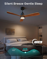HEIBUETY Ceiling Fans with Lights and Remote, 52 Inch Outdoor Wood Ceiling Fan for Patios with Light, 3 Downrods, Quiet DC Motor, 3 Blade Modern Ceiling Fan for Outside Porch, Farmhouse, Bedroom HEIBUETY