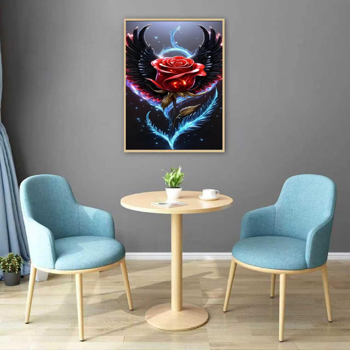 JFYHAB Angel Wings Rose Diamond Painting Kits for Adults, 5D Red Rose Diamond Art Painting by Numbers Kits, DIY Flower Diamond Dots Art Kits Full Round Drill Diamond Art Kits for Decor12x12 in JFYHAB