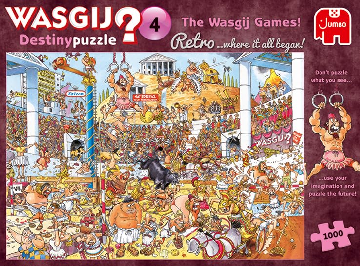 Jumbo, Wasgij, Retro Destiny 4 - The Wasgij Games!, Unique Jigsaw Puzzles for Adults, 1,000 Piece Jumbo