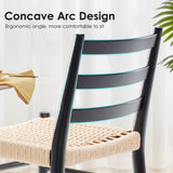 STARY Wood Rattan Dining Room Chairs Comfortable Woven Seat, Fully Assembled, New Black - Set of 2 STARY