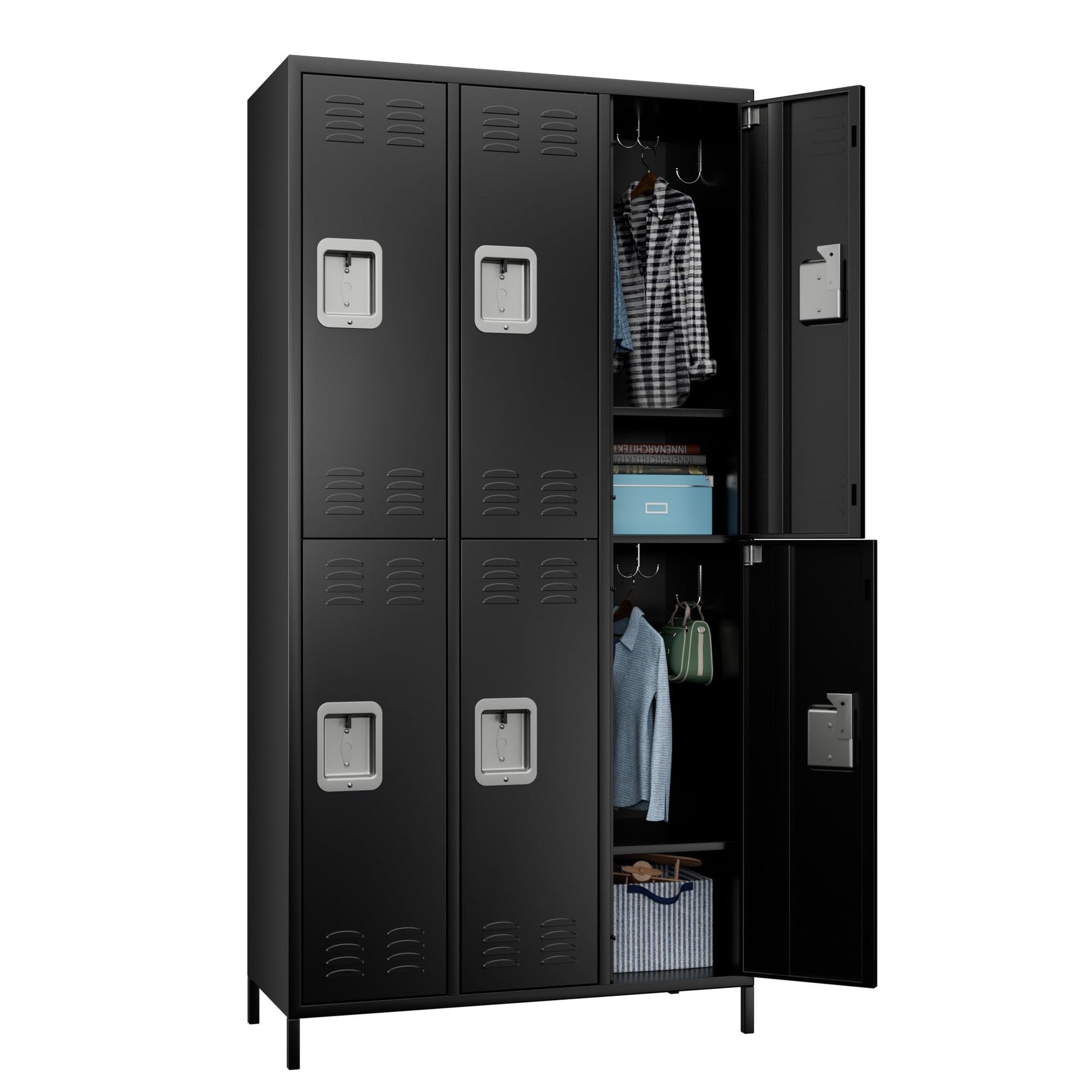 METAN Metal Locker for School Office Gym Bedroom,6 Doors Steel Storage Locker Cabinet for Employees,Industrial Storage Locker with 1 Shelves,Assembly - WoodArtSupply