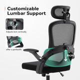 SIHOO M102C Ergonomic Mesh Office Chair, High Back Desk Chair with 3D Armrests, Up&Down Lumbar Support, Swivel Computer Task Chair with Adjustable 2D Headrest, Tilt Function Black SIHOO