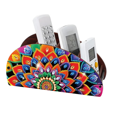 DIY Diamond Painting Remote Control Holder – Bold & Colorful Mandala Design, Diamond Painting Kits for Adults, Eye-Catching Decorative Organizer Box for TV/AC Remotes, Makeup Brushes, Desk Storage AiYuanzsh