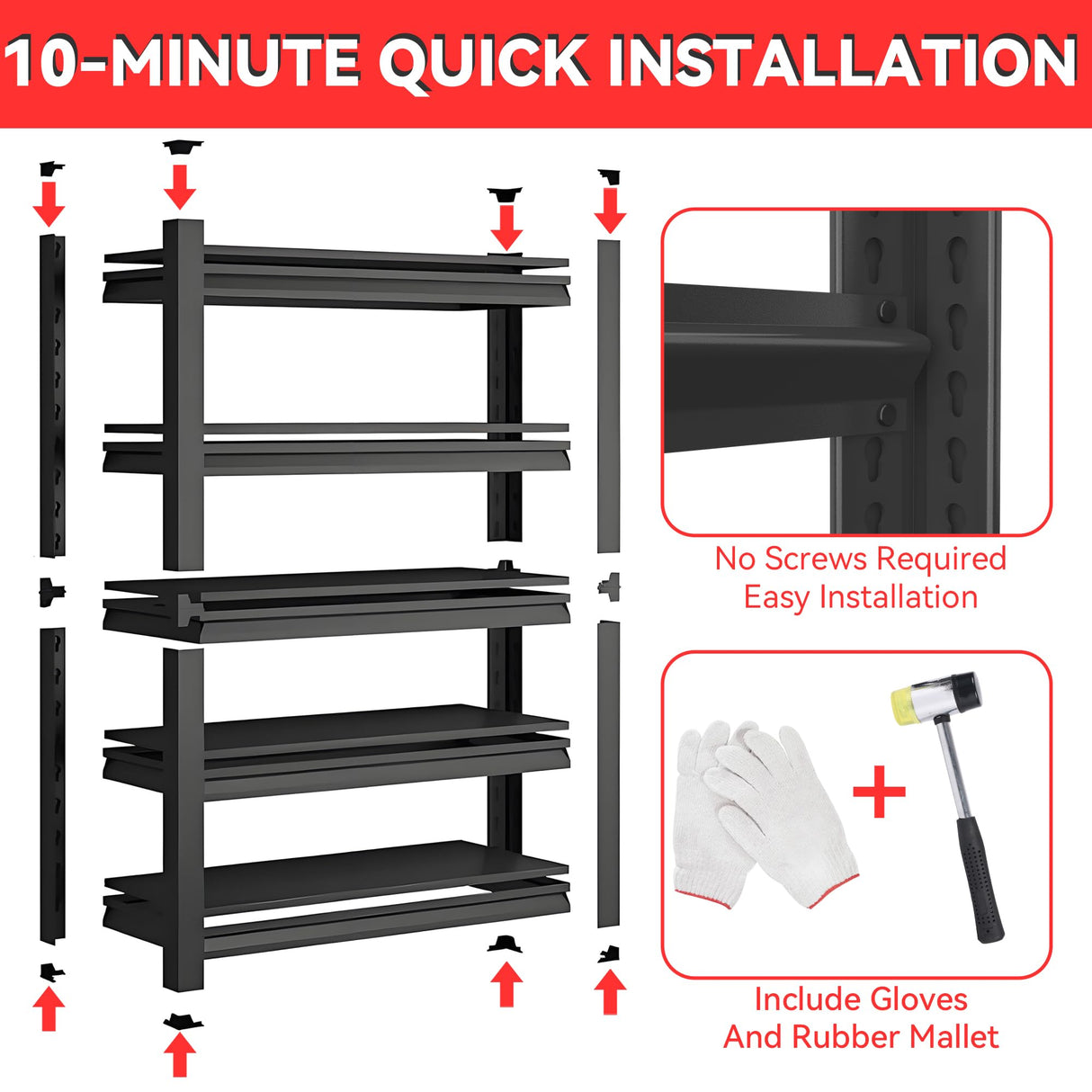 Notmise Metal Garage Shelving Unit, Heavy Duty 5-Tier Adjustable Storage Rack, Steel Shelving,3000 lbs Capacity, Industrial Shelves for Heavy Tools and Equipment (5-Tier 78" H x36 W x 18" D) Notmise