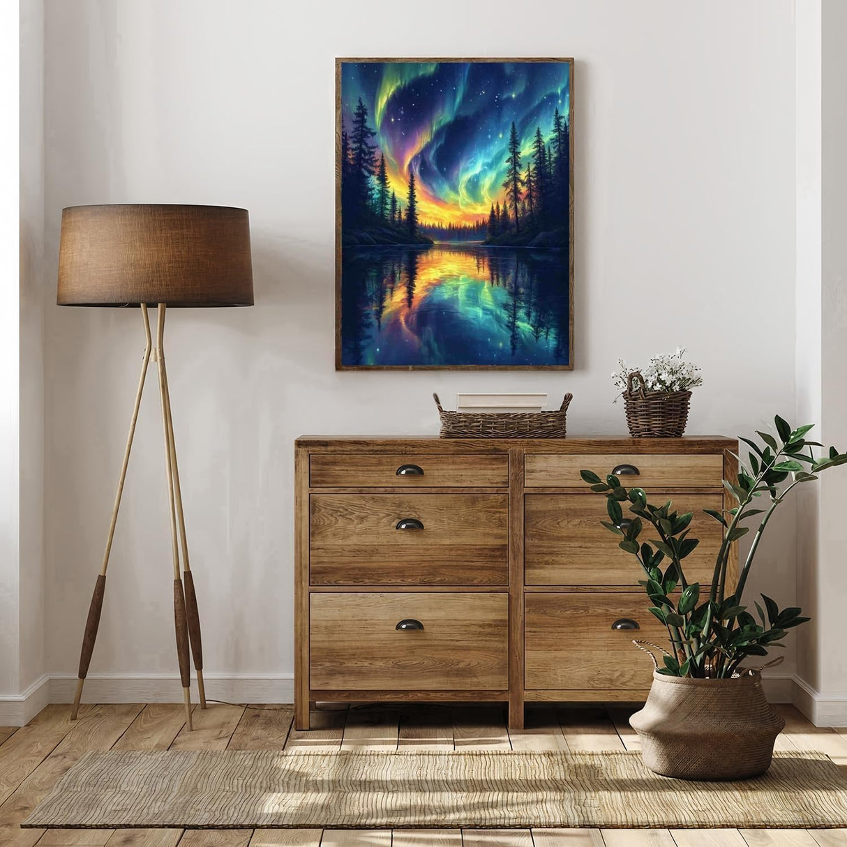 MBYAUYN Diamond Art Kits for Adults Aurora Lake, Diamond Painting Kit DIY, Full Drill Diamond Painting Kit, Dimond Art Paintings 5D for Home Wall Decor 12 X 16 Inch MBYAUYN