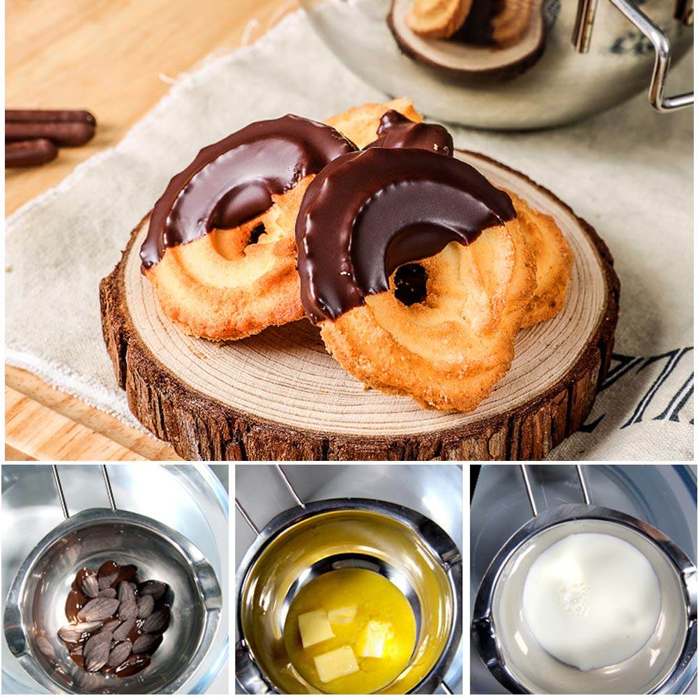 Double Boiler Stainless Steel Pot for Melting Chocolate, Candy and Candle Making (18/8 Steel, 2 Cup Capacity, 480ML) Sysmie