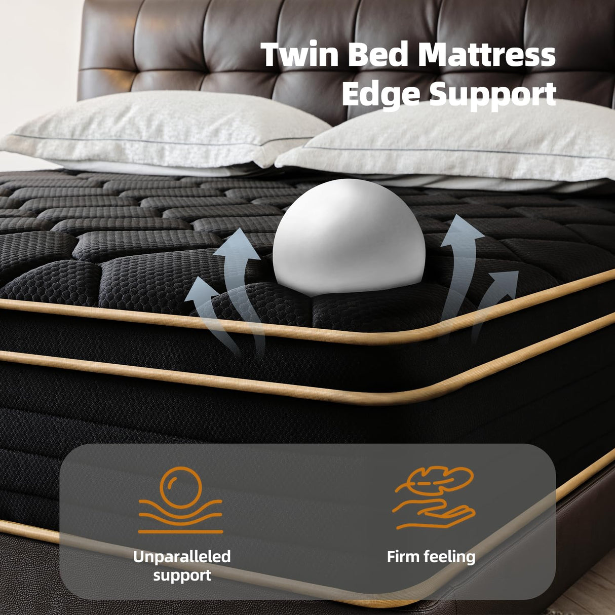 Nocavellis Twin Mattress 10 Inch Twin Size Mattresses in a Box Spring Hybrid Twin Bed Memory Foam Mattress Comfort Breathable Fabric Cooling Gel Pressure Relief, Medium Firm Nocavellis