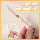 35 Pcs Punch Needle Kit, Punch Needle Tool Adjustable Punch Needle Embroidery Kits Include Wooden Handle Embroidery Pen Set, Big Eye Needles, Punch Needle Cloth - Valentines Gifts for Adults Beginne Needbrock