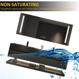 TIZAZO Double Floating Vanity Cabinet Sink - LED Defogging Smart Mirror Cabinet | Wall - Mounted Wood Vanity with Open Shelf & 3 Drawers (50'') TIZAZO