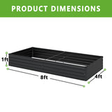 DIIYIV 2PCS 8x4x1FT Galvanized Raised Garden Bed Kit,Vegetable Boxes-Rectangle Metal Flower Box,Large Planter Raised Beds Outdoor Garden for Planting,Fruit,Herb-Black DIIYIV