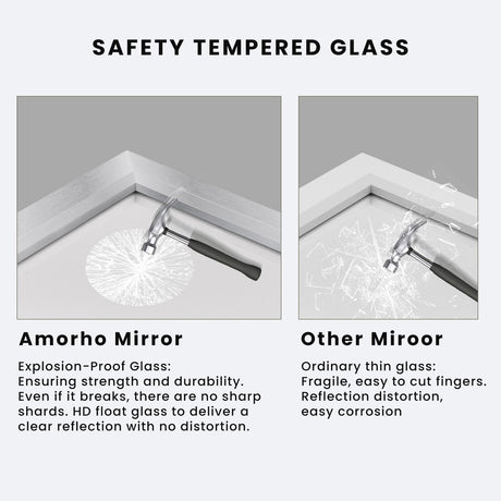 Amorho 50x36 Inch Bathroom Mirror Silver, Thick Metal Framed Wall Mirrors for Over Sink, Brushed Nickel Mirror Perfect for Bedroom, Living Room, Entryway, Rectangle (Horizontal/Vertical). Amorho