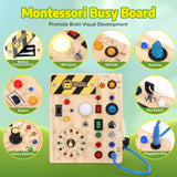 wakeInsa Montessori Busy Board,Montessori Toys for 1-3 Years Old,Baby Sensory Board,Preschool Learning Activities,Wooden Toys for Toddler,Christmas & Birthday Gift for Boys & Girls wakeInsa
