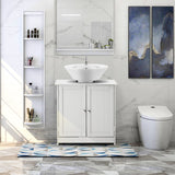 Bonnlo Pedestal Sink Storage Cabinet with 2 Doors Traditional Under Sink Cabinet Bathroom Space Saver Organizer with Adjustable Shelf White 3 5/8" W x 11 7/16" D x 23 5/8" H Bonnlo