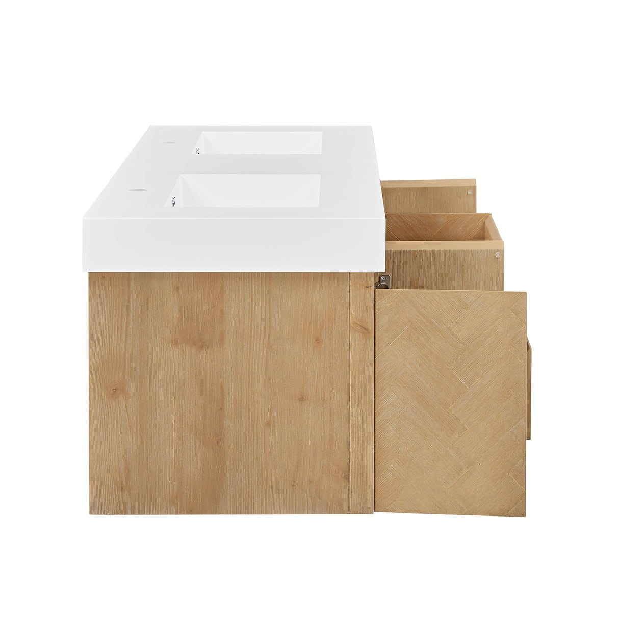 72 Inch Floating Sink Bathroom Vanity Wall Mount Double Vanities Overflow Mordern Large Storge Cabinet with Ceramic Countertop Double Soft Closing Drawers Pre-Assembled ALTAIR