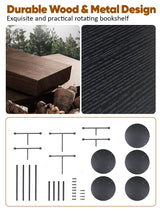 Rotating Bookshelf Tower, 4 Tier Corner Bookshelf for Small Space, 360 Display Spinning Bookcase, Floor Standing Book Shelves Storage Rack Narrow Round Book Shelf Organizer for Bedroom, Living Room Turosur