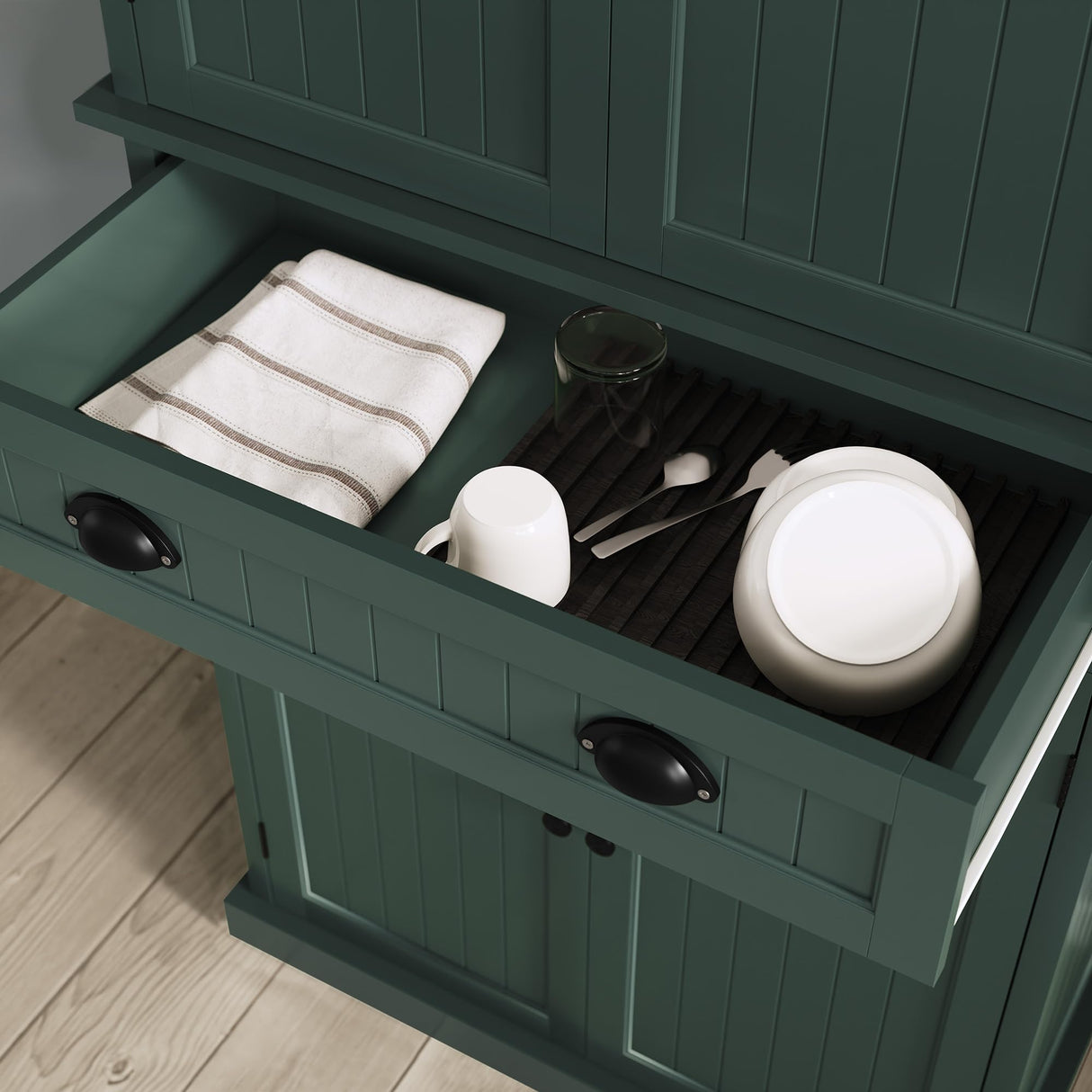 ARTPOWER 72" Tall Kitchen Pantry Storage Cabinet with Drawer and Adjustable Shelves, Pantry Cabinet for Kitchen, Bathroom or Hallway, Green ARTPOWER