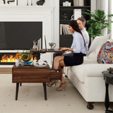 HAIOOU Lift Top Coffee Table, Mid Century Modern Coffee Tables with Drawer for Living Room, Open Storage Shelf, Walnut Cocktail Table TV Stand with Stable Pine Leg Anti-Scratching, Home, Office HAIOOU