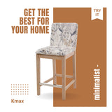 Kmax 26 Inch Bar Stools Set of 2, Farmhouse Upholstered Bar Stools with Back Support Rustic Wooden White Armless Barstools for Bar Club Pub - Linen, Floral Pattern Kmax