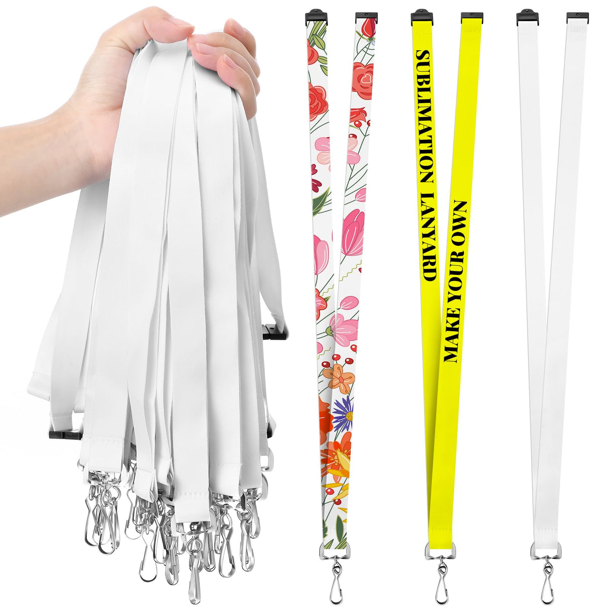 Yeaqee Pack of 30 Sublimation Lanyards Blank Breakaway Lanyard with Detachable Buckle White Heat Transfer Lanyards for Custom Lanyard Personalized Lanyards Bulk Yeaqee