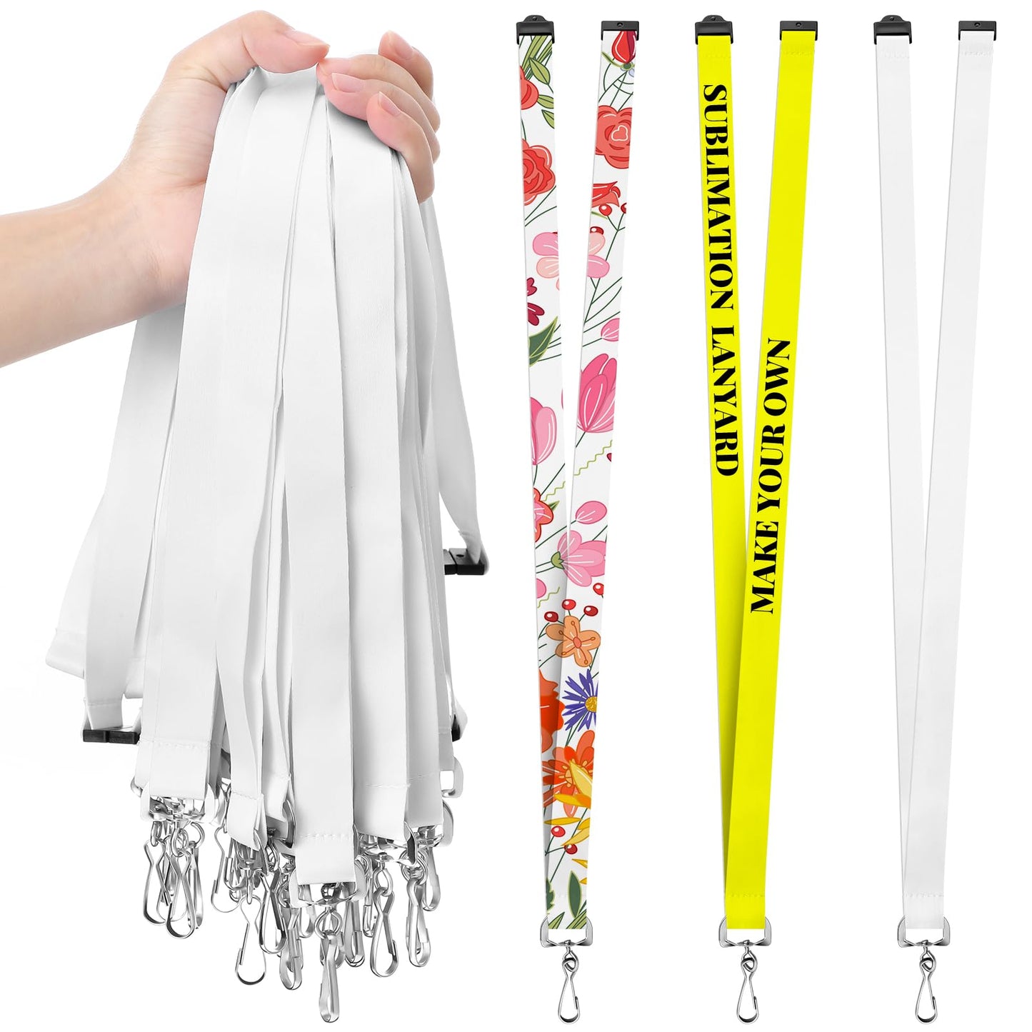 Yeaqee Pack of 30 Sublimation Lanyards Blank Breakaway Lanyard with Detachable Buckle White Heat Transfer Lanyards for Custom Lanyard Personalized Lanyards Bulk