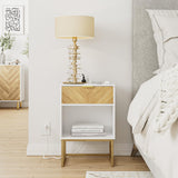 Masupu Night Stand with Charging Station,Modern Nightstand Boho Farmhouse Wood Bedside Table with Storage Drawer Side End Table for Bedroom,Living Room,Office,White with Outlet Masupu