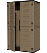 ZZM Large 67 Cu.ft Waterproof Storage Shed, Outdoor Storage Cabinet，Durable Resin Storage for Patio Furniture, Garden Tools, Pool Accessories, Mower Storage (Coffee) ZZM