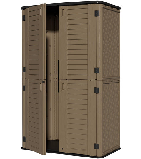 ZZM Large 67 Cu.ft Waterproof Storage Shed, Outdoor Storage Cabinet，Durable Resin Storage for Patio Furniture, Garden Tools, Pool Accessories, Mower Storage (Coffee) ZZM