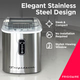 Frigidaire EFIC103-AMZ-SC Counter Top Maker with Over-Sized Ice Bucket, Stainless Steel, Self Cleaning Function, Heavy Duty, Stainless Frigidaire