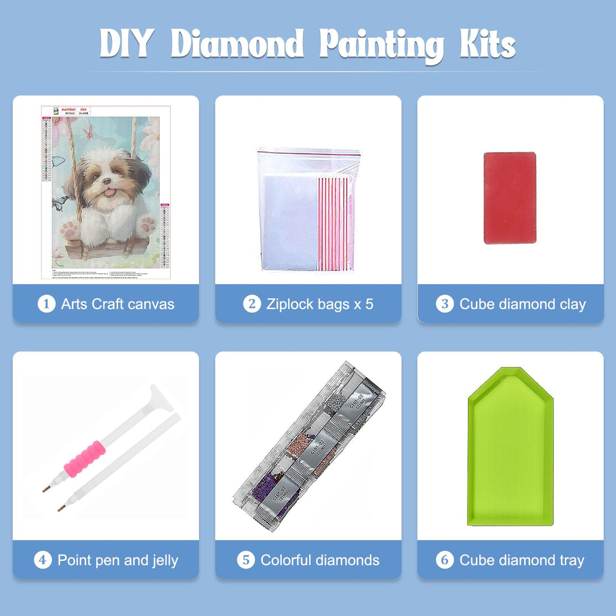 NAIMOER Puppy Diamond Painting Kits for Adults, DIY 5D Diamond Painting Dog Play on The Swing, Full Drill Diamond Art Kits Holiday Art Pictures Perfect for Home Wall Decor 30x40cm NAIMOER