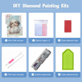 NAIMOER Puppy Diamond Painting Kits for Adults, DIY 5D Diamond Painting Dog Play on The Swing, Full Drill Diamond Art Kits Holiday Art Pictures Perfect for Home Wall Decor 30x40cm NAIMOER