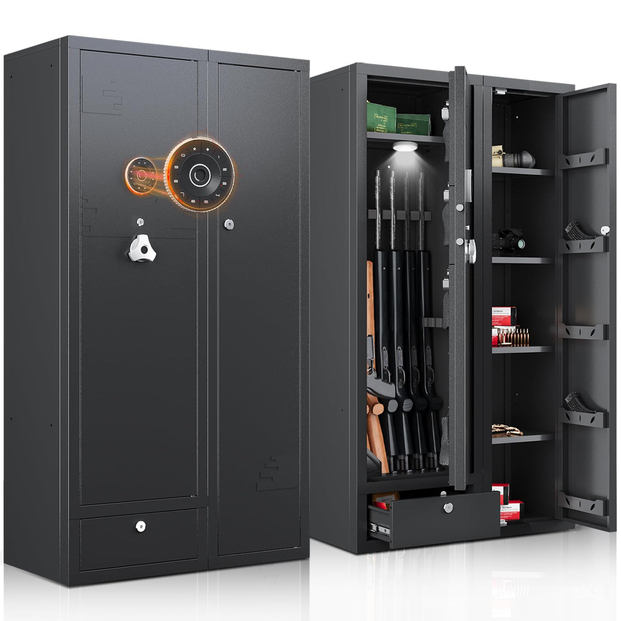 KAER 18-20 Gun Safe Gun Cabinet Large Gun Safes for Rifles and Pistols Rifle Safe for Home High Capacity Electronic Gun Cabinets for Rifles and Shotguns with Drawer,Removable Shelf KAER