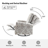HULALA Home Swivel Rocker Recliner Set of 2, Modern Printed Fabric Swivel Recliner Chair for Adults Glider with Adjustable Backrest & Footrest, Beige HULALA HOME