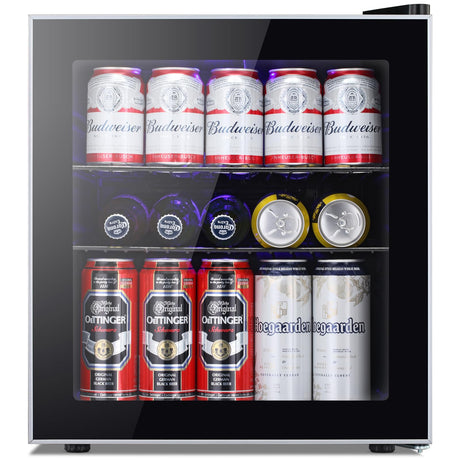Antarctic Star 60 Can Mini Fridge Cooler - Beverage Refrigerator Glass Door for Beer Soda Wine – Small Drink Dispenser Clear Front Removable for Home, Office Bar (1.6cu.ft) Antarctic Star