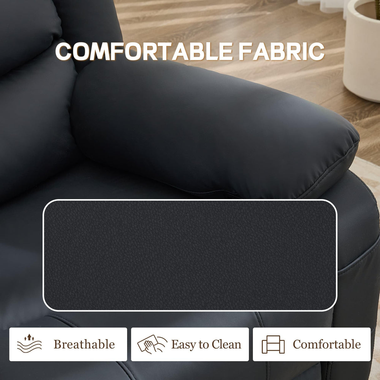 Korser Loveseat Recliner Sofa for RV Furniture and Theater Seating, Wall Hugger Loveseat Recliner, Oversized Loveseats Couch with Front Porckets&Side Pockets, Fabric, Black Korser