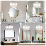 FonmYim Brushed Nickel Bathroom Light Fixtures, 3-Light Modern Vanity Light Over Mirror, Wall Sconces with Milky White Frosted Glass Shades, E26 Socket (Bulbs Not Included) FonmYim