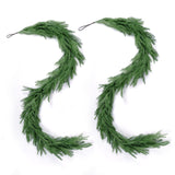 2 Pack Christmas Norfolk Pine Garlands 9FT, Real Touch Artificial Greenery Garland – Full Evergreen Pine Garland for Mantle, Fireplace, Table, Wall, Stairs & Outdoor Holiday Décor Geegoods