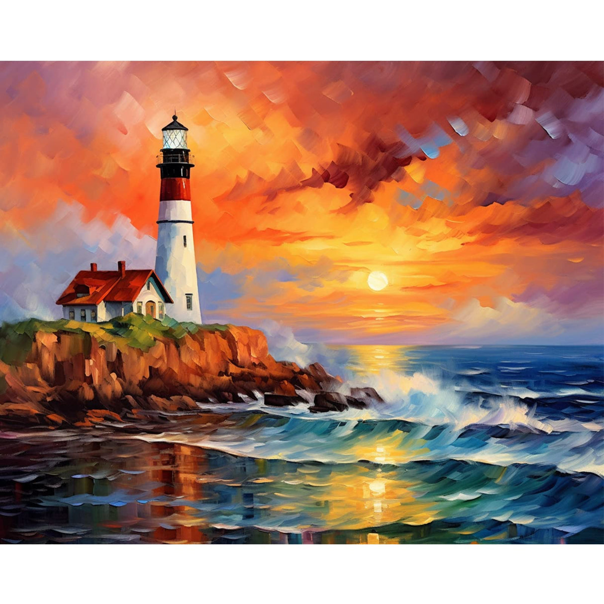 Tucocoo Lighthouse Seascape Paint by Number for Adults,DIY Digital Oil Painting Kits on Canvas with Brushes and Acrylic Pigment Portland Headlight Landscape Picture for Home Decor 16x20inch Frameless Tucocoo