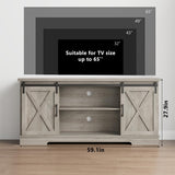 CABIHOME Farmhouse Tv Stand for 65 Inches TVs, Entertainment Center with Storage and Sliding Barn Doors, Adjustable Shelf Modern Media TV Console TV Stand Table for Living Room, Bedroom, Grey CABIHOME
